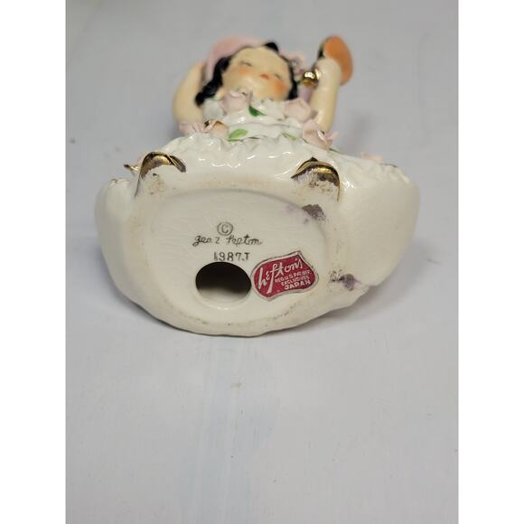 Vintage April Angel Lefton Birthday Girl Figurine Blue Bird 1987J - Picture 6 of 6